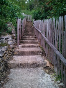 While I waited for the others to look round I followed the sign ‘Panoramic’ and up the steps to see the church and abbey from the viewing point – admittedly designed with school children in mind, judging by the little benches but worth the climb.